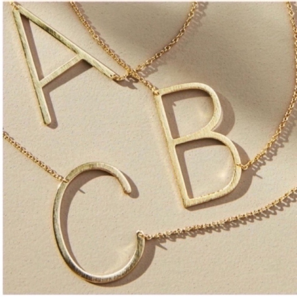 New! Gold Monogram Initial Letter Necklace NWOT